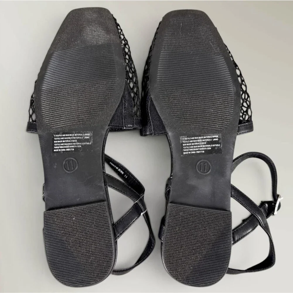 Women's Vanna Fishnet Slingback Flats Memory Foam Insole - A New Day - Size 11 - Picture 7 of 8